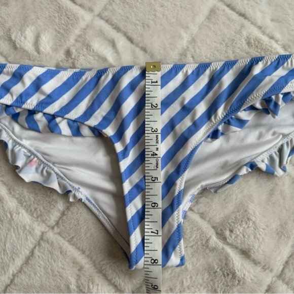 Victoria's Secret | Blue Stripe Ruffle Cheeky Bikini Bottoms | Size Medium - Picture 13 of 13